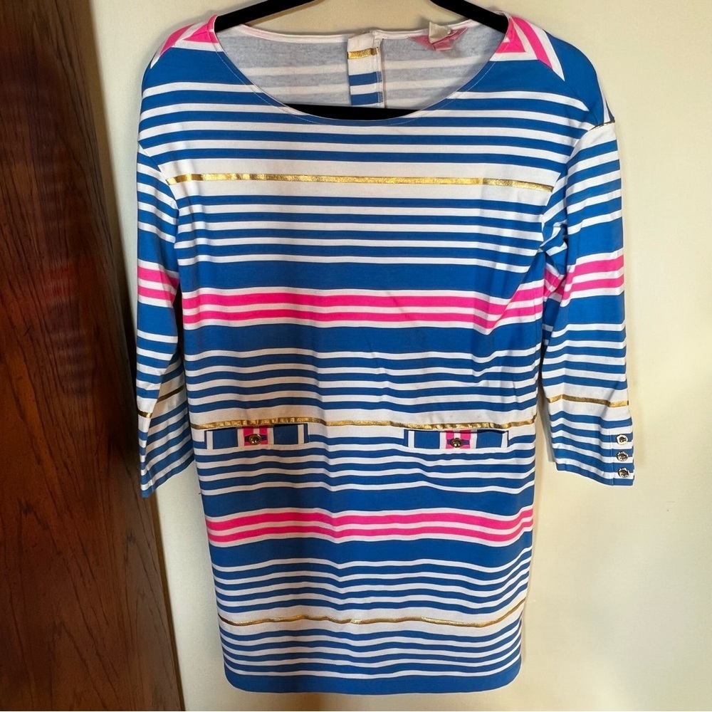 Lilly Pulitzer lena dress lapis blue tiki stripe size XS - Picture 4 of 10